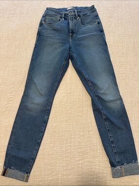 Good American Men's Slim Straight Dark Blue Jeans